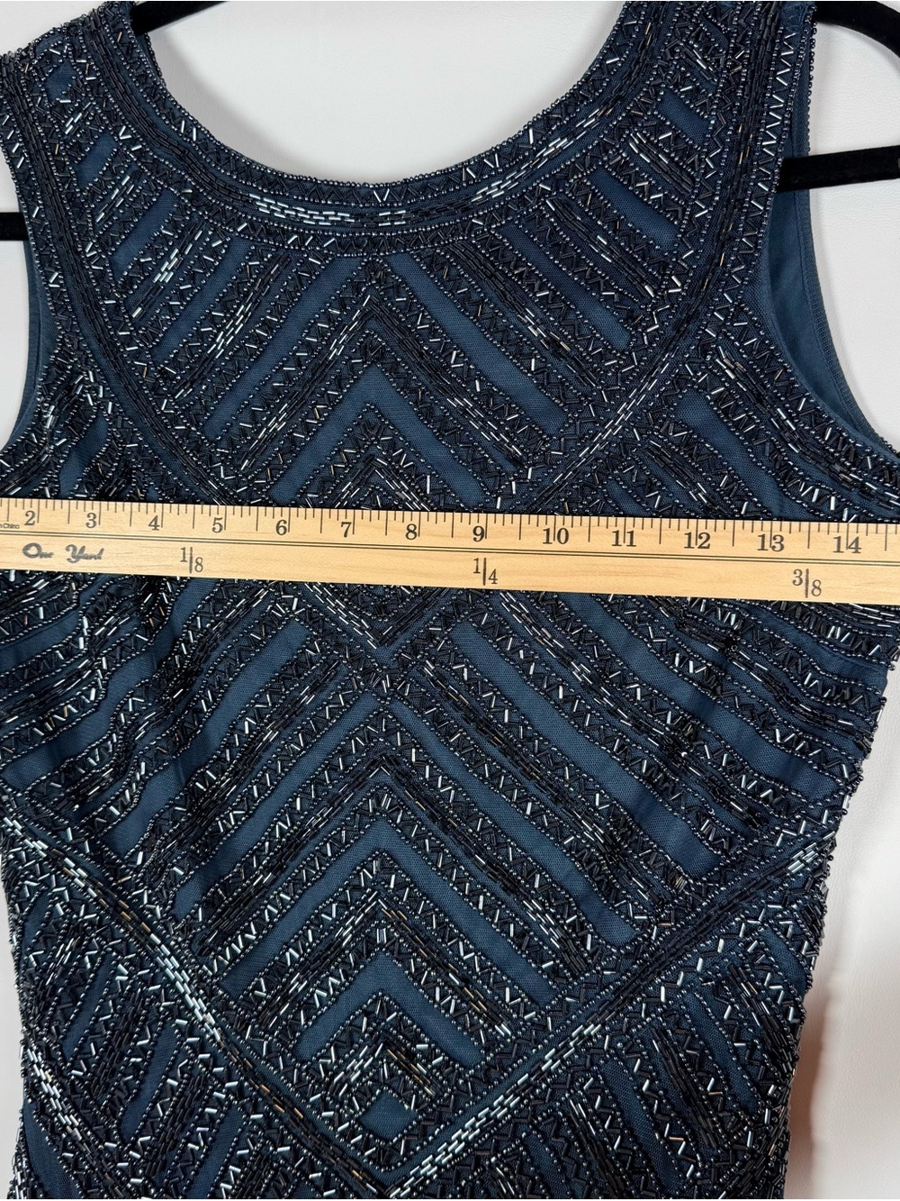 Aidan Mattox Teal Beaded Chevron Wedding Guest Mother Cocktail Dress Size 0 - Picture 10 of 16